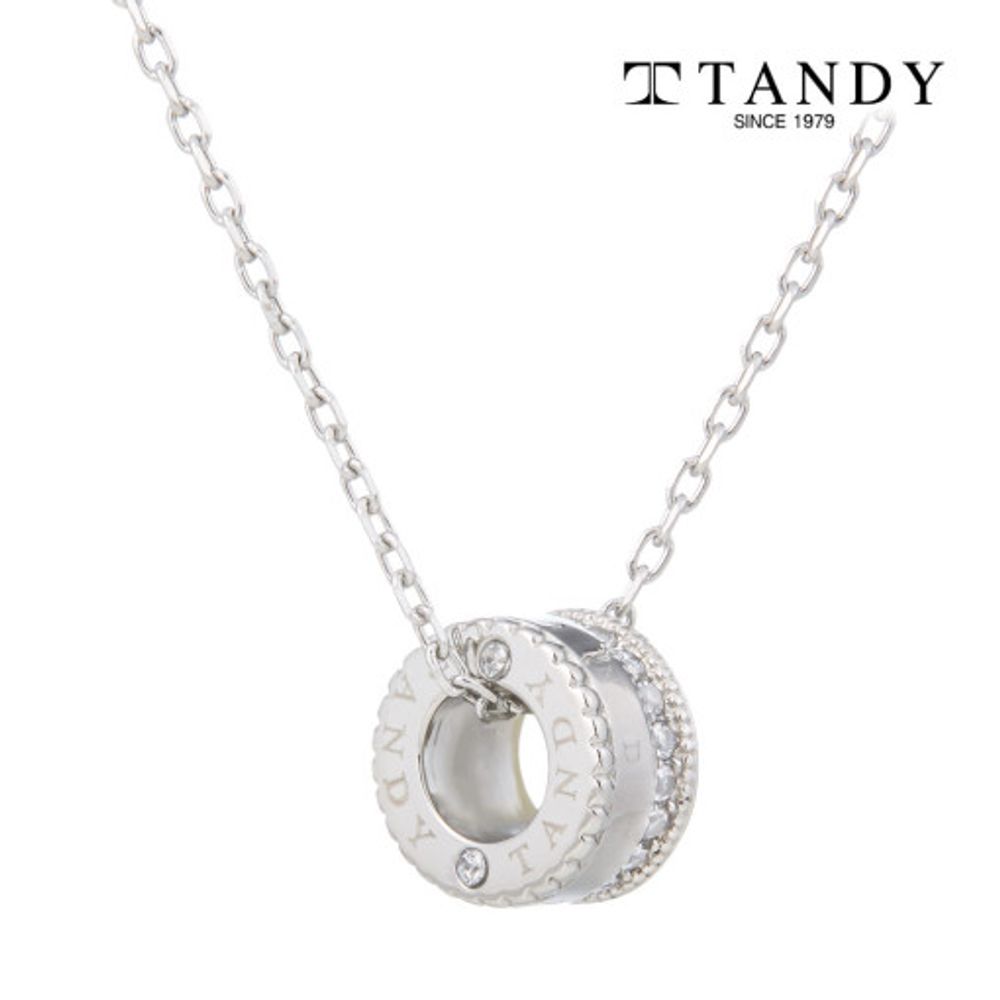 [TANDY] Ring Pendant Necklace TDN608S - Lightweight Stainless Steel, Comfortable Wear with Sparkling Zirconia Cubics for a Sophisticated Look